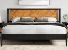 George Oliver Cartlin King Acacia Solid Wood Platform Bed in Rustic Teak New in Box $1199