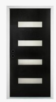 Wedohome 36 in. x 80 in. Flush Right-Hand 4-Lite Frosted Glass Fiberglass Front Door Slab with Frame, Threshold, Hinge, Black New in Box $899