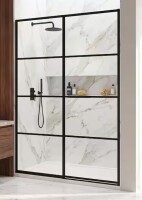 Vigo Meridian 59 1/2 to 60 in. W x 74 in. H Hinged Shower Door in Matte Black and Clear Grid Glass New in Box $999