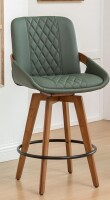 George Oliver 30" Modern Retro Counter Height Faux Leather Swivel Bar Stool in Green New in Box $399