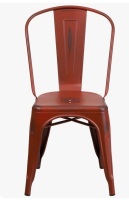 Williston Forge Lily Metal Stackable Side Chair in REd /Trent Austin Design Iddings Metal Indoor-Outdoor Counter Height Stool with Back in Black New in Box asst $399