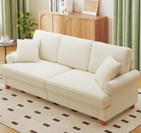 Winston Porter 86" Standard 3 seater Chenille Sofa with Pocket Spring Cushions in Beige New in Box $699