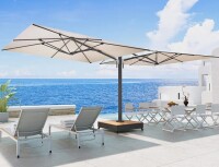 All Modern Menades 10' Square Cantilever Acrylic Double-Sided Commercial Umbrella with Base (2 Boxes) New in Box $1499