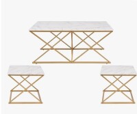 Mercer41 Nesting Coffee Table Set of 3, Faux Marble Top with Golden Frame New in Box $399