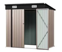 Sizzim 6 ft. W x 4 ft. D Single Pitched Roof Lean-To Storage Metal Shed with Double Lockable Door, Vents (24 sq. ft. ) Color Grey New In Box $399