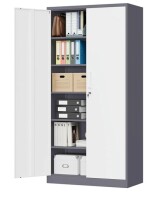 MIIIKO Metal Storage Cabinet with Locking Doors, White Grey 72" Garage Lockable Steel Cabinet with 2 Doors and 5 Shelves for Home, Garage, Pantry Workshop Warehouse New Shelf Pull $399