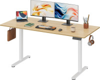 DEVAISE 63 Inch Electric Standing Desk, 3 Adjustable Computer Desk for Home Office, Ergonomic Sit to Stand Desk with LED Touchscreen?Headphone Hook, 3 Memory Preset, with Split Top, Maple New In Box $399