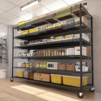 REIBII 6-Tier Heavy Duty Wire Shelving Unit with Wheels, 3598lbs Capacity, Adjustable Storage Rack for Kitchen, Pantry, Warehouse & Industrial New Open Box $499