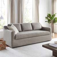 Serta&reg; Hawthorne 90.6" Slipcovered Queen-Size Convertible Pop-up Sofa, Dreamcoil&reg; Comfort, Woven Polyester Blend Fabric, Flax New in Box $1499
