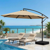 OLILAWN 10FT Cantilever Offset Patio Umbrella with Base Included, Outdoor Patio Umbrella, Fade-Resistant Yarn-Dyed Canopy with PU Coating, 360&deg; Rotation & Infinite Tilt, Heavy Duty 8-Rib Steel Frame New in Box $699