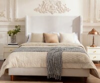 Red Barrel Studio Harper Tall Headboard Upholstered Bed / 54" High Headboard / Elegant Simplicity / No Box Spring Needed / Easy Assembly / Queen New in Box $699