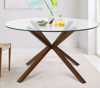 Zipcode Designs Jozwiak Round Glass Top Metal Base Dining Table New in Box $599