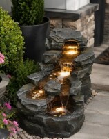 Millwood Pines Dorien Hand Crafted Weather Resistant Floor Fountain with Light New in Box $599