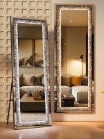 Ivy Bronx Full-Length Mirror with Lights and Crystal Crush Diamond, Wall Mounted Hanging Diamond Mirror Leaning New in Box $799