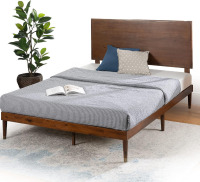 ZINUS Raymond Wood Platform Bed Frame with Adjustable Wood Headboard, Solid Wood Foundation, Wood Slat Support, No Box Spring Needed, Easy Assembly, Queen, Brown New in Box $499