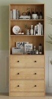 One Allium Way Marta 71'' H X 23.6'' W Standard Bookcase Cabinet in Oak New in Box $499