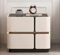 Hokku Designs Solid Wood Nightstand With 2 Drawers, Modern Leather-wrapped Bedside Table, Compact Storage New in Box $399