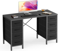 NEWBULIG Computer Desk with 8 Drawers, 47" Home Office Writing Gaming Desks with Storage Shelves, Work Study Table for Bedroom Living Room Black New in Box $399