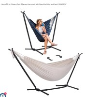 Suncreat 2-in-1 Heavy Duty 2 Person Hammock with Stand for Patio and Yard in Beige New in Box $399