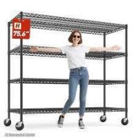 Reibii 60" W x 24" D Wire Storage Shelves, Rolling heavy duty shelves, Adjustable Metal Shelves Load 2878 lbs,Storage Shelves New in Box $399