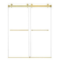 Bolani 60 in. W x 76 in. H Sliding Frameless Shower Door in Brushed Nickel Finish with Clear Glass New in Box $1099