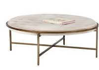 SUNPAN Ethel Round Ottoman in Piccolo Prosecco/Rustic Bronze 102773 New in Box $1599