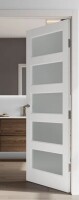 DoorFusion 36" x 80''H 5-Lite Frosted Glass And Solid Manufactured Wood Primed Slab Door Without Hardware Kit New in Box $399