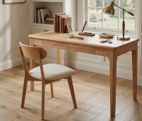 Inbox Zero Mid Century Modern Solid Wood Desk with Dra New in Box $399
