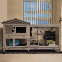 Gutinneen Pet Cage Indoor and Outdoor Pet Hutch with Casters Waterproof Roof, Pull Out Tray from Back and Front 61.2" L x 22.6" W x 33.5" H New in Box $399