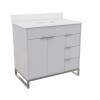 CosmoLiving Leona 36" Bathroom Vanity with Top, Gray with Silver Metal, New in Box $799