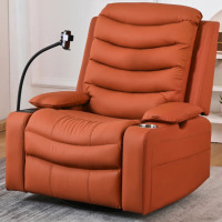 Isabelle & Max Power Nursery Gliders With Heat & Lumbar Support, Swivel Recliners With Adjustable Armrests, Rockers Chair With Smart Cup Holder & Wireless Charging Stand For Nursing, Orange, New in Box $1,099