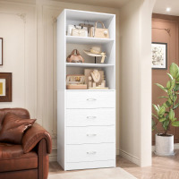 Latitude Run Danniele 115.7" W Walk In Closet System with 4 Drawers, White, New in Box $399