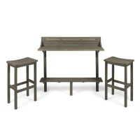 Bay Isle Home Bushnell Solid Wood Bar Set with Stool, Gray, New in Box $399