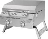 Megamaster 2-Burner Stainless Steel Portable Gas Grill with Built-In Lid, 16,000 BTUs, Foldable Legs, Small Propane Grill for Outdoor Cooking, Camping, Tailgating, Patios, and More - 820-0033M, New in Box $299