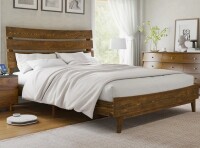 Wade Logan Camira Queen Size Solid Wood Slat Bed Pine Platform,Caramel New in Box $599