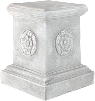 Design Toscano English Rosette Indoor/Outdoor Sculptural Garden Plinth Base Statue Riser, Large 13 Inch Tall, Cast Stone Resin, Antique Stone Finish New In Box $199