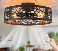Winston Porter Otylia 19.7'' Farmhouse Reversible Caged Ceiling Fan with Light Kit and Remote New In Box $299