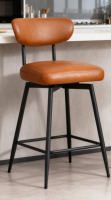 17 Stories Modern Swivel Upholstered Metal Leg Low Back Counter Height Bar Stool New In Box $299