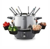 Dash Deluxe Fondue Maker - For Broth, Cheese & Chocolate - Comes with Color-Coded Fondue Forks, Cups, Rack & Recipe Guide - 3 Quarts, Cool Grey On Working $99
