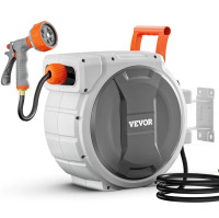VEVOR Retractable Garden Hose Reel, 1/2 Inch x 145 ft Wall Mounted Hose Reel, Heavy Duty Garden Hose Reel with 9 Patterns Nozzle, Any Length Lock, Upgraded Slow Return System and 180&deg;Swivel Bracket New In Box $299