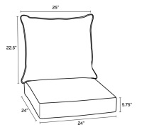 Arden Selections Outdoor Deep Seat Cushion Set, 24 x 24, Rain-Proof, Fade Resistant, Deep Seat Bottom and Back Cushion, Bare Cushions Only New In Box $99