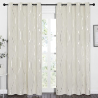 Wrought Studio&trade; Blackout Curtains Panels Window Treatment Thermal Insulated Solid Grommet Blackout Wave Line Foil Print Design Curtains for Living Room Set of 2, 52" x 84" $89