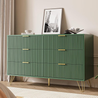 MAISONARIA Green 6-Drawer Dresser for Bedroom, Modern Dresser with Gold Metal Handles & Chests of Drawers, Wood Chest of Drawers for Bedroom $299