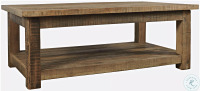 Jofran Reclamation Rustic Brown 50" Rectangular Cocktail Table New Shelf Pull $599