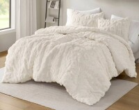 Intelligent Design 3-Piece Full/Queen Zara Animal Chenille Microfiber Soft Modern Comforter Set Off-White: Hypoallergenic New In Box $199