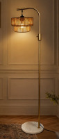 Latitude Run&reg; 63" Boho Rattan Arched/Arc Floor Lamp With Dimmable LED Bulb, Modern Farmhouse Standing Light For Living Room, Bedroom (Bulb Included) $299