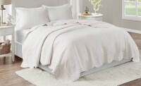 Madison Park 3pc King/California King Genoa Scalloped Reversible Coverlet Set White: Microfiber, Lightweight, All Ages New In Box $199