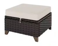 JOYSIDE Wicker Outdoor Patio Ottoman with Beige Cushion New In Box $299