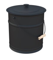 Plow & Hearth 3 Gallon Black Large Ash Bucket with Lid and Wood Handle | 28 Gauge Galvanized Iron Metal | Double Bottom | Tool for Fireplaces Fire Pits Wood Burning Stoves (Black) New In Box $199