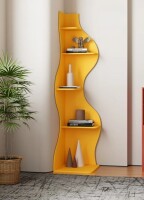 Wrought Studio&trade; Corner Bookshelf, 5 Tier Modern Wall Shelf Bookcase Small Storage Rack Stylish Accent Wavy For Small Space, Plant Stand, Orange New In Box $299